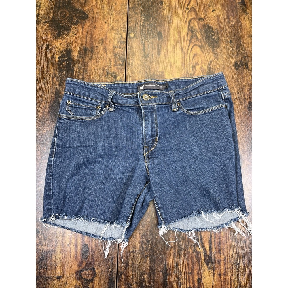 Women's Levi's Jean Shorts Frayed Hem Demi Curve Modern Rise Skinny Size 8/28